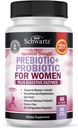 Prebiotika og probiotika til kvinder - med Black Cohosh og Red Clover til Gut, Vaginal og immunforsvar støtte, hele fødevarer fordøjelige enzymer kapsler, Lactobacillus Probiotic Supplement, 60 Greve
