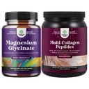 Bundle af høj absorption Magnesium Glycinat kapsler til opkaldssøvn Plus muskel ben & nerve støtte og Multi kollagen protein pulver til kvinder og mænd - hårhud og negle vitaminer