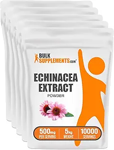 BulkSupplements.com Echinacea Extract Powder - Echinacea Extract, Urtetilskud til immunforsvar - Vegan & Gluten Free, 500mg per servering, 1kg (2,2 lbs) (Pack of 5)