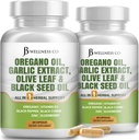 JB Wellness Oregano Oil, hvidløg ekstrakt, Olive Leaf, med Astragalus - immunforsvar & fordøjelsessygdomme supplement til kvinder og mænd - 120 Greve