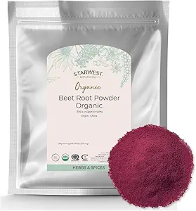 Starwest Botanicals Organic Beet Root Powder for Mænd & Kvinder - Brug til Juice, Smoothies, & Tea, Naturlig energi Support, Ground Beet Root, Certified Kosher, Non- GMO - Bulk 1 LB Bag