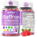 Safran med Magnesium Glycinate Gummies, 2 Months Supply -Sugar Free Magnesium 400 / 200mg w / Saffron, Rhodiola, Rosemary, B6, B12, D3 for Søvnighed, Calm, Focus, Relax, Nerve, Melatonin Free Gummies