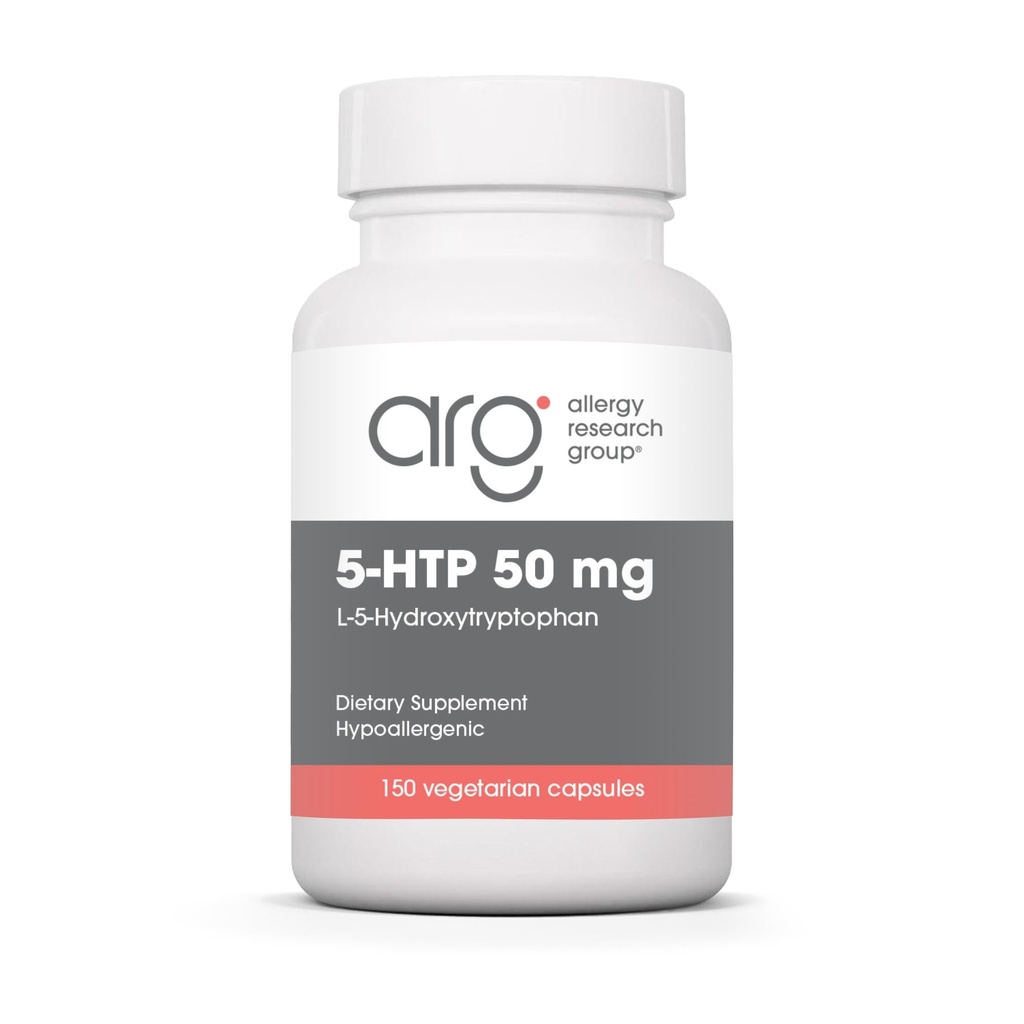 Allergy Research Group 5- HTP 50mg Supplement - Serotonin til mænd og kvinder, Sleep Support, L- 5- Hydroxytryptophan, Pure, Vegetariske Kapsler - 150 Tæl