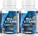 Mænd Multivitaminer 50 Plus - Daglig Multivitamin til mænd med gæret urteudtræk & 43 Næringsstoffer - Herre Vitaminer understøtter hukommelse & hjerne, energi, ben sundhed (2 Pack)