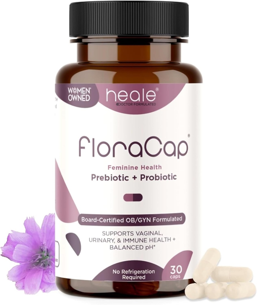 FloraCap Vaginal Probiotika til kvinder - 30 orale kapsler - Heale Doctor Formuleret Probiotika til feminin sundhed, pH, Urinary Tract & Sund Vaginal Flora - Reducere lugt, klø, & ubehag