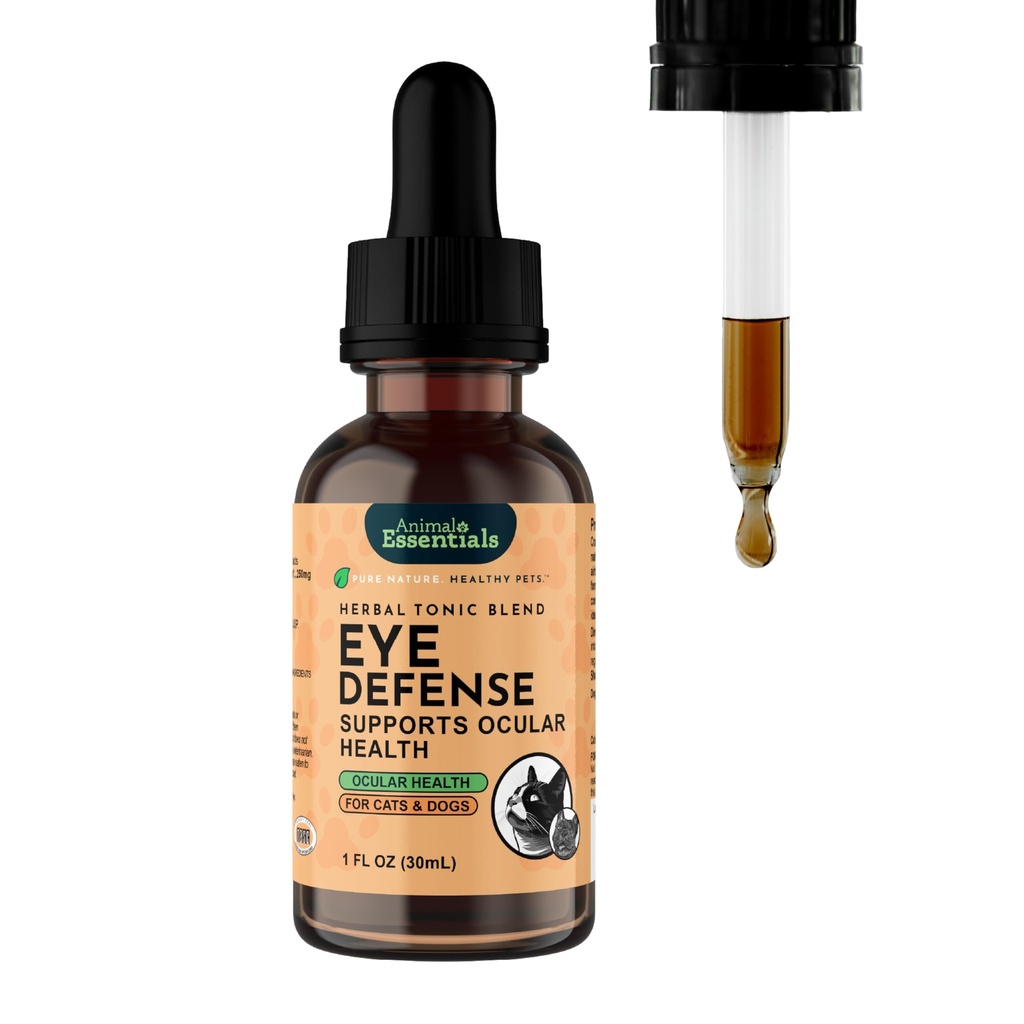 Animal Essentials Eye Defense Support for Dogs & Cats, 1 fl oz - Made in USA Organic Bilberry Calendula Herbal Blend, Alkohol Free