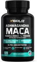 Ashwagandha 5,000mg + Maca Root Black, Red, Yellow 4,000mg, Rhodiola & L- Theanine: 30: 1 Extract Ashwagandha Kapsler, 20: 1 Extract Maca Root Kapsler - Supplement til mænd og kvinder