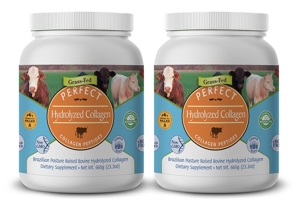 Perfect Supplements - Perfect Hydrolyzed Collagen Powder - 660g - All Natural Collagen - Brasiliansk græskar opdrættet - fremmer sund hud - 2 Pack