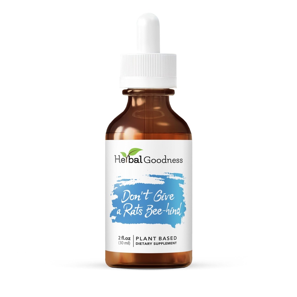 Urte Godhed Må ikke give en Rats Bee- bag- 2 Fl.oz - rolig hjælp, Urte supplement, Kava Drops, Kamille supplement, Lemon Balm Buddy 124; Opkalkning Kosttilskud til voksne, støtter Afslapning