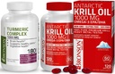 Bronson Gurkemeje med BioPerine High Potency Premium Joint Support + Bronson Antarctic Krill Oil 1000 mg med Omega- 3s EPA, DHA