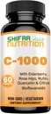 SHIFAA NUTRITION Halal Vitamin C- 1000 mg tabletter, 60 dages forsyning. Immunsupporttillæg med C-vitamin, hyldebær, Quercetin, Rose HIPS & Rutin. Vegetarisk, Non- GMO, Sukker Free & Keto Friendly