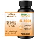 SHIFAA NUTRITION Halal Vitamin C- 1000 mg tabletter, 60 dages forsyning. Immunsupporttillæg med C-vitamin, hyldebær, Quercetin, Rose HIPS & Rutin. Vegetarisk, Non- GMO, Sukker Free & Keto Friendly