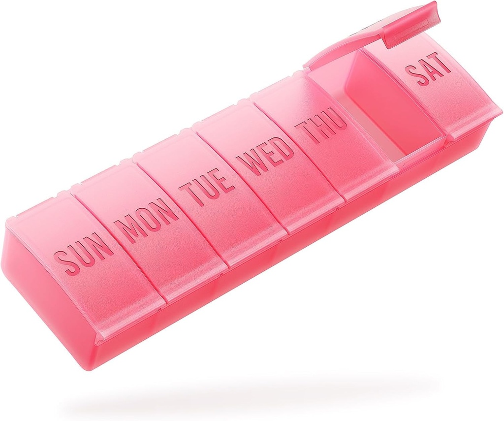 Barhon Pill Organizer Stor, Ugentlig Medicin Pill Arrangører, 7 dages pills Box Case Rejser for Big Vitamin Kosttilskud Fish Oil, Rød