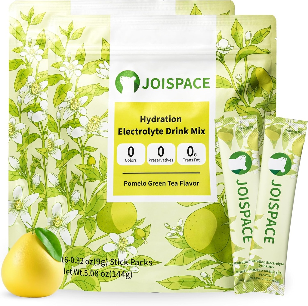 JOISPACE Electrolyte Drink Mix med Tea Polyphenols ttesmå 124; Hurtig hydrering & Electrolytes Boost MSD 124; Non- GMO, Vegan, Gluten- Free MSD 124; Pomelo Tea, 32 Servere