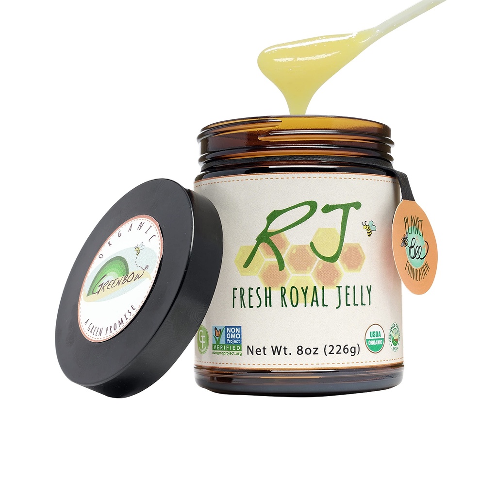 Greenbow Organic Fresh Royal Jelly - 100% USDA Certified Organic, Non-GMO, Halal, Pure, Gluten Free - En af de mest næringsrige pakket - (226g)