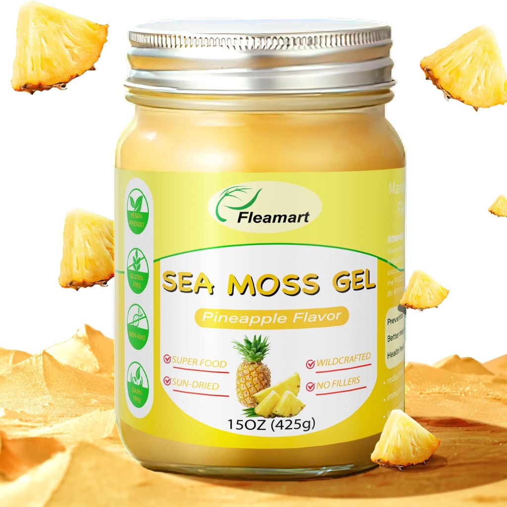 15OZ Sea Moss Gel Irish Wildcrafted Seamoss Gel, Vegan Superfood Vitaminer Mineral Support, Ananas Arv