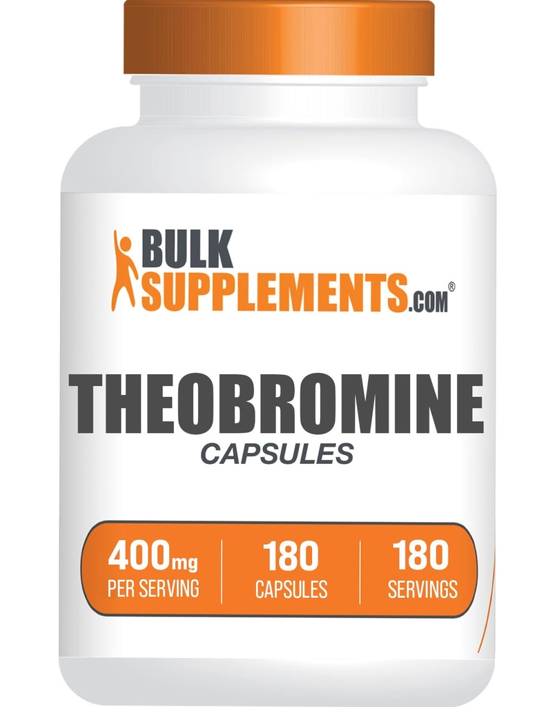 BulkSupplements.com Theobromine Powder - Theobromine Supplement, Nootropic Supplement, Theobromine 400mg - Brain & Energy Support - Gluten Free, 1 Capsule per Serving, 180 Capsules