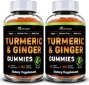Nature 's Base Gurmerisk og Ingefær Gummies for Voksne (2 Pack) - Tumerisk Curcumin supplement til støtte fælles sundhed & immunforsvar - 120 Vegansk Gummies