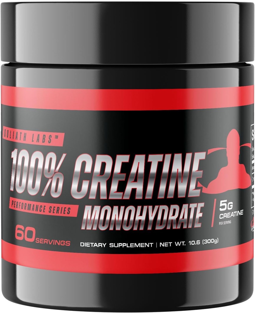 Goliath Labs Pure Creatinine Monohydrat Powder - 300g Unflavored Mikronized Creatin for Strength, Power, Muscle Support & Endurance - 60 Servering - Fitness supplement til mænd og kvinder