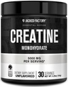 Jacked Factory Creatinine Monohydrat Powder 150g - 5g Daily Creatinine Supplement for mænd og kvinder, Vegan- Friendly, Third- Party Testet - 30 Servering, Unflavored