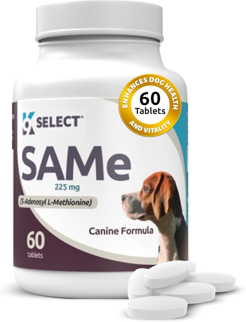K9 Vælg SAM- e for hunde: 225mg, 60 tabletter Aktive S- Adenosyl- L- methionin lever supplement - Kognitiv og fælles sundhed ernæring for mellemstore og store hunde - samme hund lever kosttilskud supplement