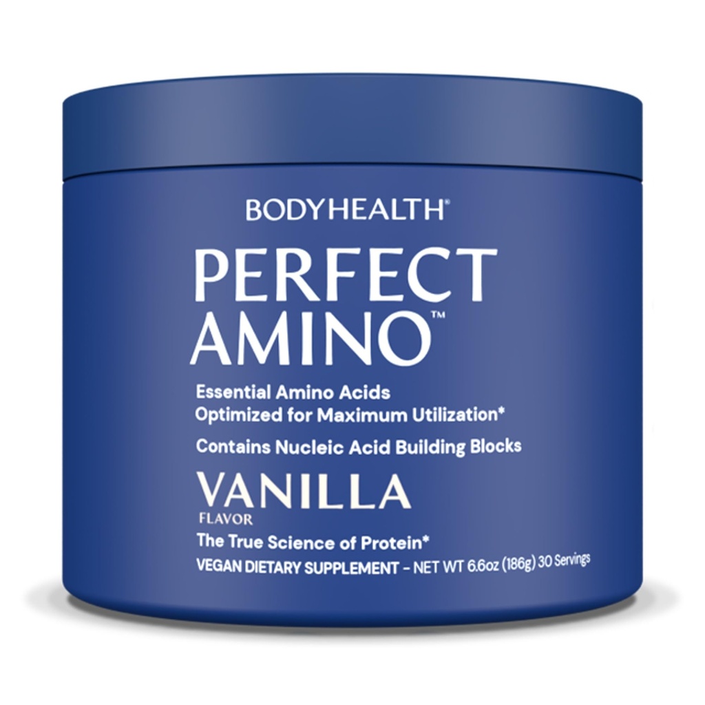 BodyHealth PerfectAmino Powder - BCAA og EAA Powder til Pre and Post Workout - Amino Acid Energy Drikke til mænd og kvinder til at støtte Lean Muskel og Inddrivelse - Vanilla - 30 Servering