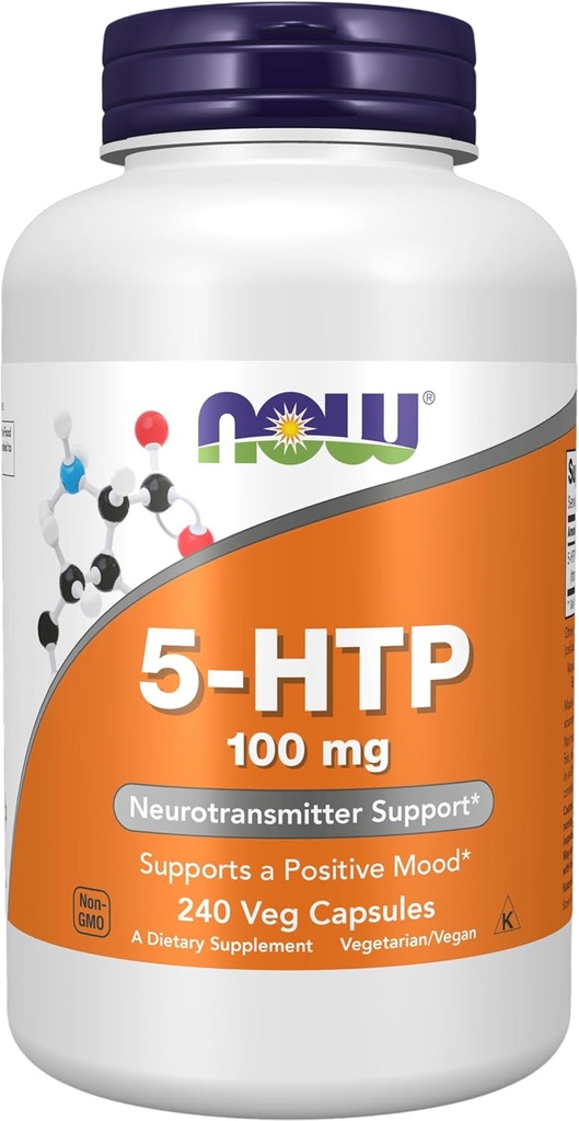 NOW Foods Supplements, 5-HTP (5-hydroxytryptophan) 100 mg, Neurotransmitter Support*, 240 Veg Capsules