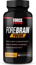 Kraftfaktor Forebrain Focus Brain Booster, Brain Supplement til Boost Klarhed & Koncentration, for hukommelse & skarphed & øge produktivitet, Nootrop Brain Support Supplement, 60 kapsler, sort