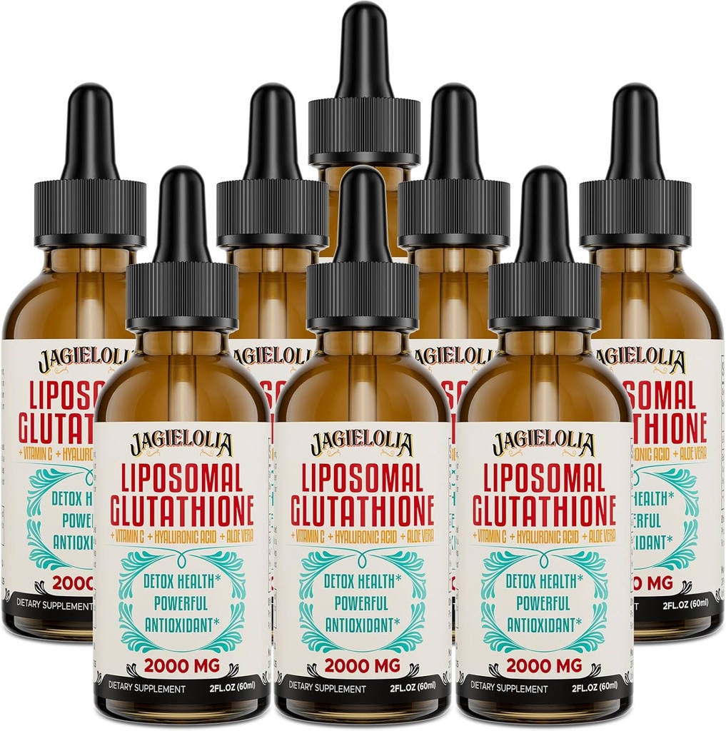 Liposomal Glutathione Liquid 2000MG - Antioxidant Detox Supplement for kvinder & mænd, Aging Defense, Leverfunktion & Energi, med Hyaluronsyre + Aloe Vera + Vitamin C, Natural & Vegan, 16 FLLOZ