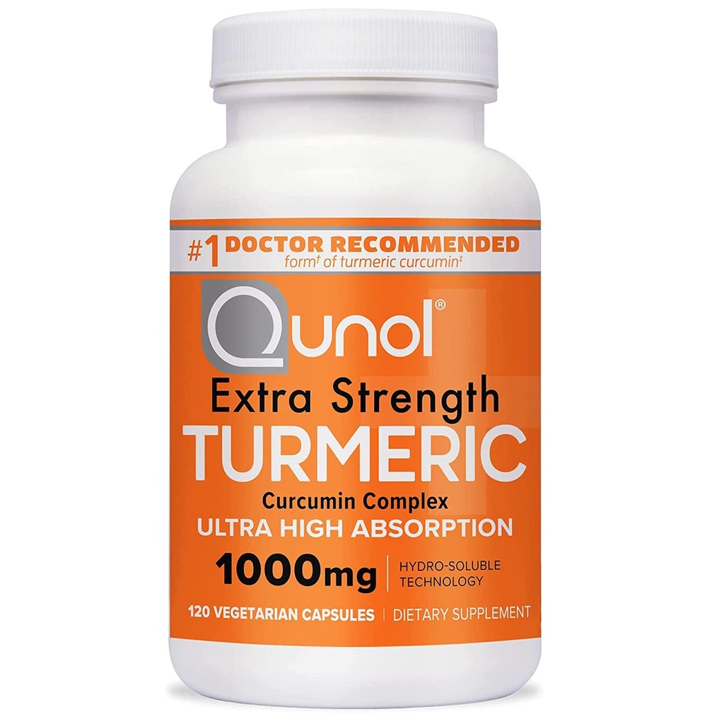 Qunol Gurkemeje supplement, gurkemeje 1000mg med Ultra Høj Absorption, Fælles Support supplement, Ekstra Styrke Gurkemeje kapsler, 2 Måned Supply, 120 Greve (pakke med 1)