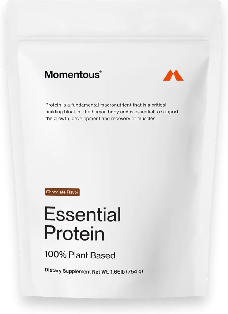 Momentous Essential Vegan Protein Powder - 20g Plant Based Protein - NSF Certified, Gluten- Free, Non- GMO, 20 Servering for Essential Everyday Use, Chokolade