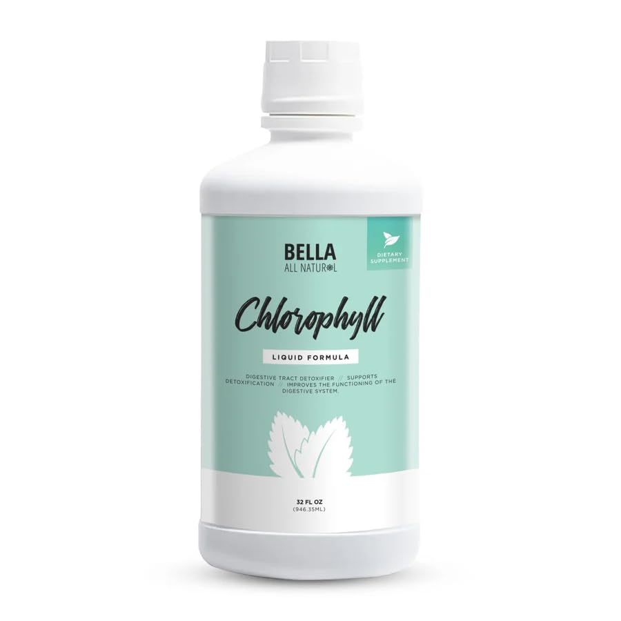 Bella All Natural Liquid Chlorophyll Drops Anti- Aging Dex124; Øget energi Dex124; Hormonal Balance Dex124; Anti- Acne, Mint Flavor 60ml