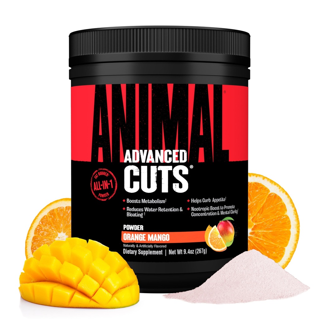 Animal Cuts Thermogen Fat Burner Powder - Vægttab for kvinder og mænd for Metabolisme, Energi, Focus, og Nootrope Brain Support med Ketoner Appetite Suppressant - Orange Mango Flavor