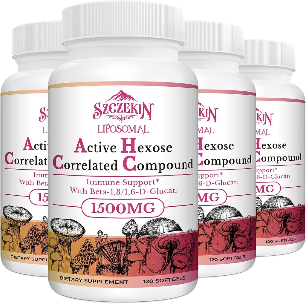 1500mg Liposomal Aktiv Hexose Korreleret Supplement, 480 Soft Gels Beta- Glucans med Natural Mushroom Extract, Immunsystem, Leverfunktion, Opretholde T- Cell & Killer Cell Aktivitet