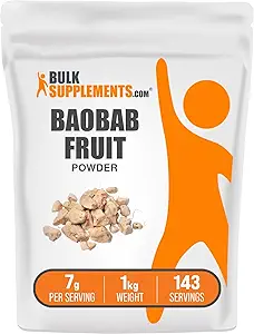 BulkSupplements.com Baobab Fruit Powder - Baobab Supplement, Antioxidant Supplement - Gluten Free, 7g per Serving, 100g (3,5 oz) (pakning med 1)