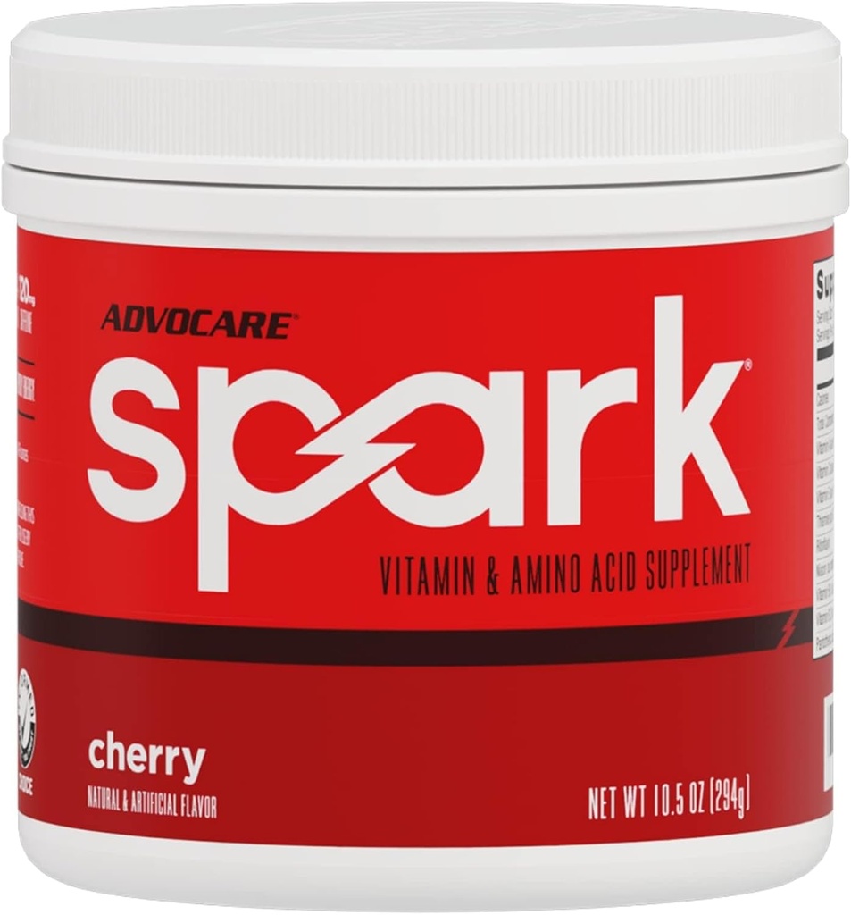 AdvoCare Gnist - Energy Drink Mix - Vitamin & Aminosyre supplement - Understøtter Energy & Focus - Bærbar immunforsvar - Sukkerfri - Cherry, (10.5 oz)