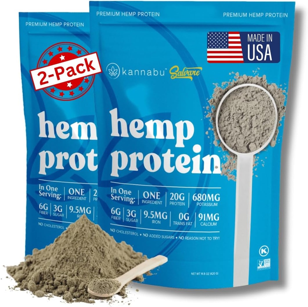 Hemp Protein Powder Dex124; 20G Plant Protein Per Serving Dex124; All Natural Fiber Iron Kalium Magnesium Omega 3 6 9 Dex124; Hemp Seeds Superfood Dex124; Vegan Gluten Free Kosher Keto (14,8 oz - Pack of 2)