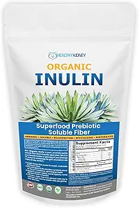 Økologisk inulin pulver (48oz / 3 lbs) Gentle Agave Prebiotic Opløselige Fiber supplement til fordøjelsesstøtte, Gut Sundhed, Vegansk bagning, Smoothies & drikkevarer