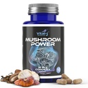 Mushroom Power Complex 10- in-1 W / Cordyceps, Reishi, Shiitake & Lions Mane, Nootrop Kosttilskud til Gut Microbiome, Focus, Energy & Vitality - 60 kapsler