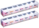 GMS Weekly Pill Organizer - 7-Day Labeled Compartment Pill Case for Supplements, Vitamins and Medication - Secure Latches - Ideal for Daily Use & Travel - Clear - 2 Pack