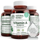 Naturlige Nutra Vitamin A 10.000 IE Softgels - High Potency Eye and Skin Vitaminer - Gluten- Free Vitamin A tillæg for syn & hudsundhed - Fisk Lever olie til mænd og kvinder, Gluten Free 100 Softgels