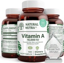 Naturlige Nutra Vitamin A 10.000 IE Softgels - High Potency Eye and Skin Vitaminer - Gluten- Free Vitamin A tillæg for syn & hudsundhed - Fisk Lever olie til mænd og kvinder, Gluten Free 100 Softgels