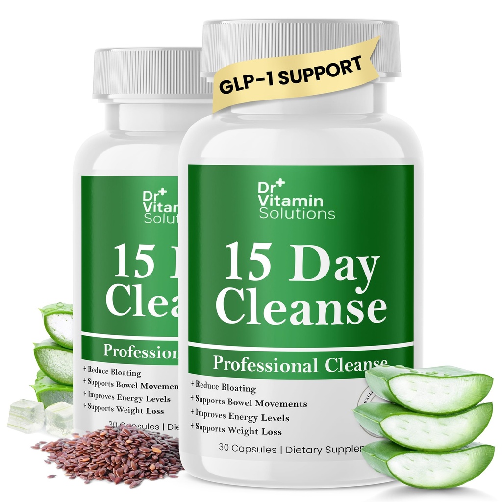 15 dages Gut Cleanse Detox for kvinder w / GLP-1 Support - Natural Colon & Detox Cleanse for vægttab - Bloating & Constipation Relief - Flushs Toxins & Supports Immunity - 60 Ct.