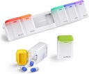 Ugentlig Pill Organizer Magnetisk, Aftagelig Pill Box 7 Dag 1 Tid om dagen, Stor Pill Case Rejser, Uge Én gang Daglig Medicin Dispenser, Medicin Container Holder for Supplement Vitamin, Hvid