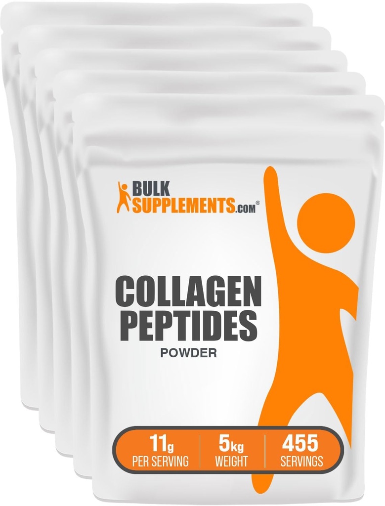 BulkSupplements.com Collagen Peptider Powder - Bovine Collagen Powder, Pulver Collagen Supplement - Hydrolyzed & Gluten Free, 11g per Serving, 1kg (2.2 lbs) (Pack of 5)