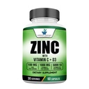 American Standard Kosttilskud Zink 100mg, vitamin C 1000mg, og vitamin D3 5000 IE (125mcg) Per Servering - Gluten Free, Non- GMO, 60 kapsler, 30 Servere