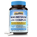 Magnesiumkompleks Supplement 6 i 1, 1160mg Chelated Magnesium for Max Absorption, Hjælp med bedre søvn, Afslapning & Nerve Calm, 240 Vegankapsler, Non GMO & Gluten Free
