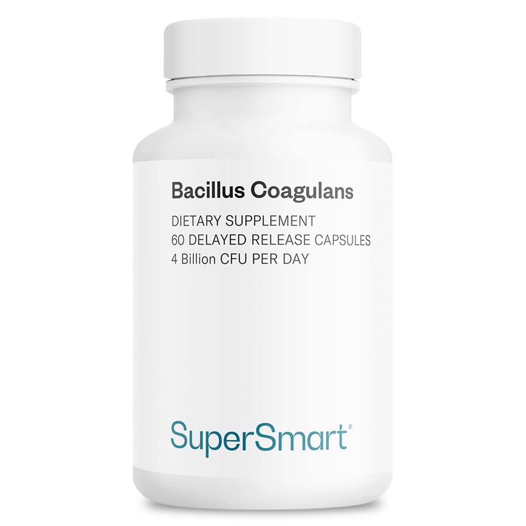 Supersmart Bacillus Coagulans Probiotic 4 Million CFU per dag (høj absorption) - Lactobacillus Sporogenes Support 124; Non- GMO & Gluten Free - 60 forsinket frigivelse kapsler