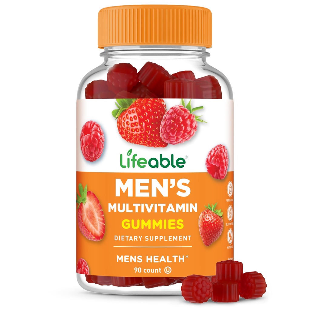 Levende Multivitamin til Mænd Gummy Note 124; VIT A, C, D, E, B1, B2, Niacin, B5, B6, Folate, B12, Biotin, Jod, Zink, Chrom, Ginseng, Lycopen, Inositols