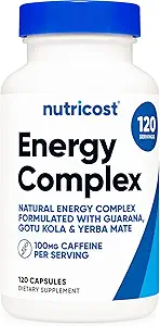 Nutricost Natural Energy Pills Complex 120 Kapsler, 100mg Koffein - Gluten Free - Non- GMO